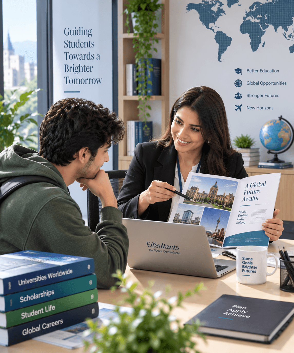 Students receiving education guidance and planning their academic future