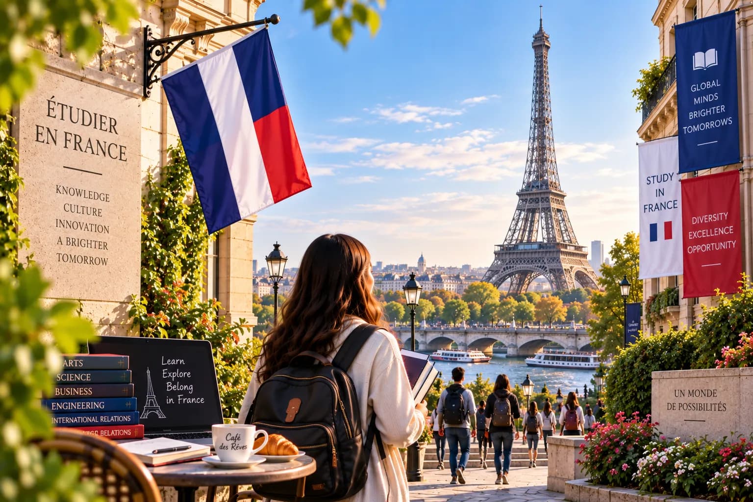 The Eiffel Tower across the Seine in Paris