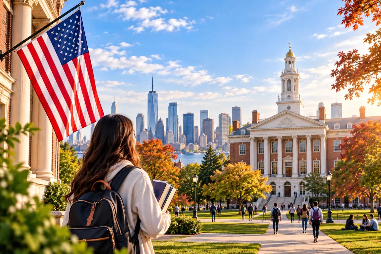New York City skyline with academic-city atmosphere